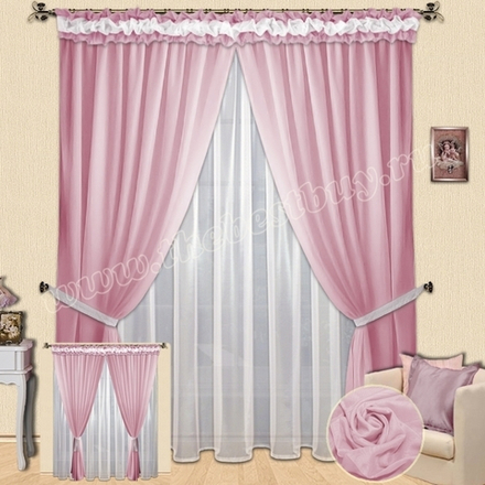 Комплект штор Элма (арт. 1019)  - 500х280, (250х280)х2,(500х30) см.  - розовые