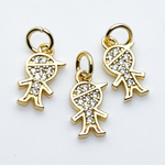 Подвеска Мальчик, позолота, фианиты, размер 12*7 мм, цена за 1 шт