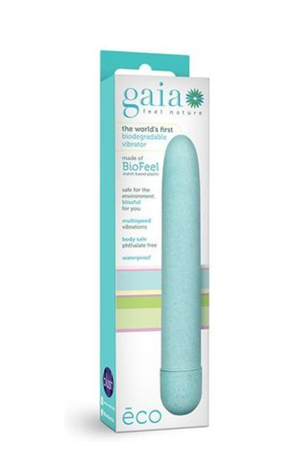 Голубой биоразлагаемый вибратор Eco - 17,8 см.