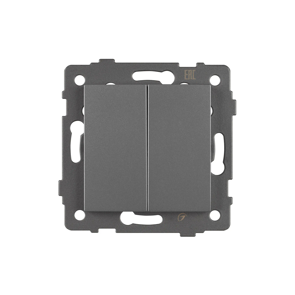 Механизм выключателя двухклавишный самовозвратный SWT-MKR2-PL-GR-V (250V, 10A) (Arlight, -) 049885