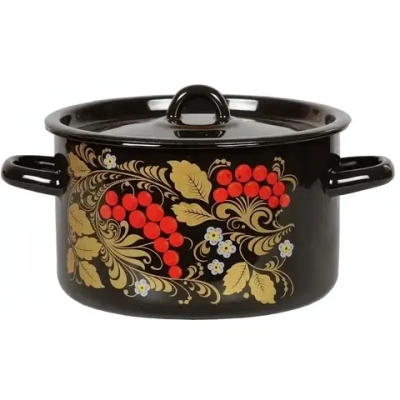 Кастрюля эмал 1,5л Рябинка черная 1с15с