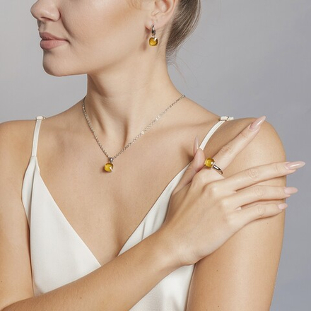 Кольцо Qudo Firenze light topaz 17.2 мм 611924 BR/RG размер 17,2
