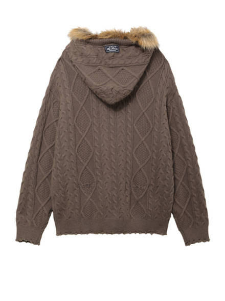 Женская Толстовка Removable Shearling Knit  Zip Brown
