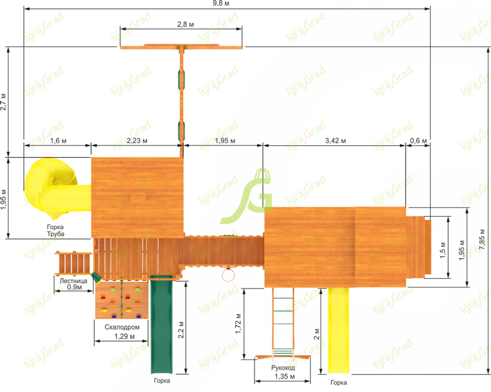 Детская деревянная площадка "Домик 6 Совенок"