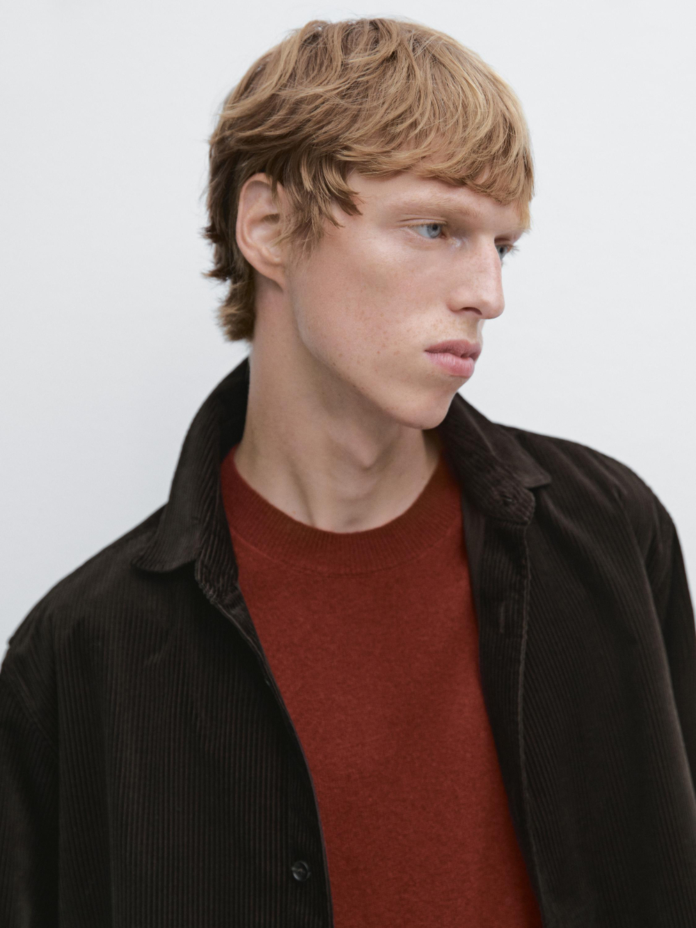 Massimo Dutti Вельветовая куртка-рубашка классического кроя, коричневый