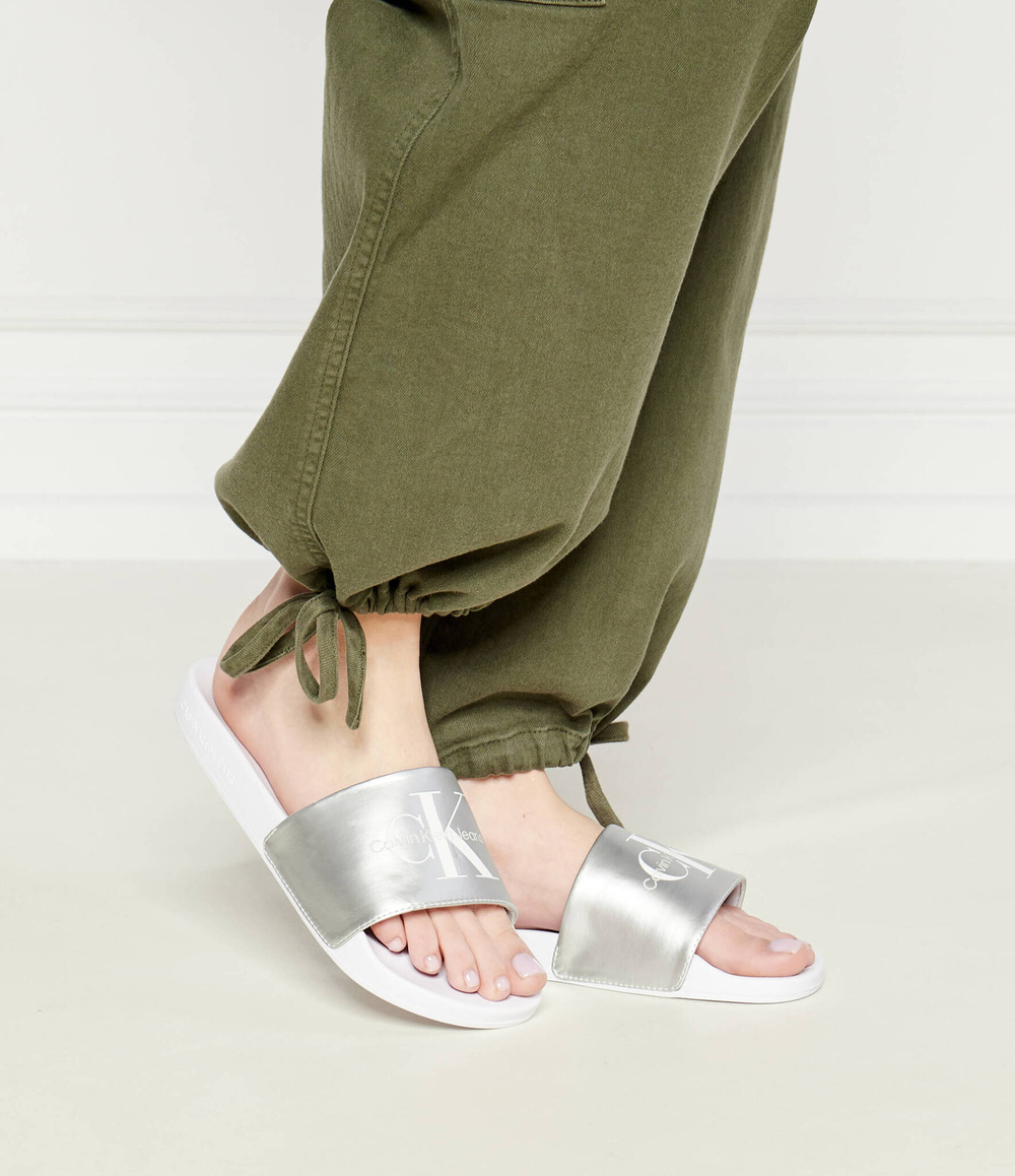 Шлепанцы CALVIN KLEIN JEANS - серебряный(YW0YW01243)