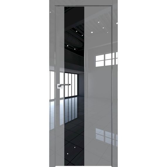 Межкомнатная дверь глянцевая Profil Doors 19LE грей люкс со вставкой