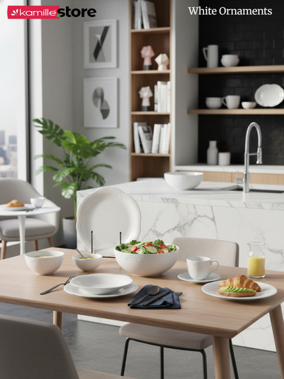 Тарелка глубокая 22,5х4 см. фарфор "White Ornaments"