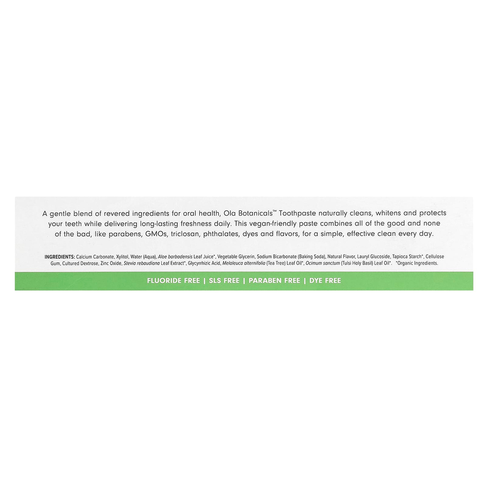Dr. Mercola, Ola Botanicals, зубная паста, без фторида, тулси и мята, 85 г (3 унции)
