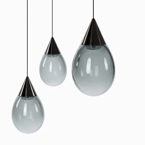 Подвесной светильник Rain Ø100 см, дымчатый, чёрный глянец