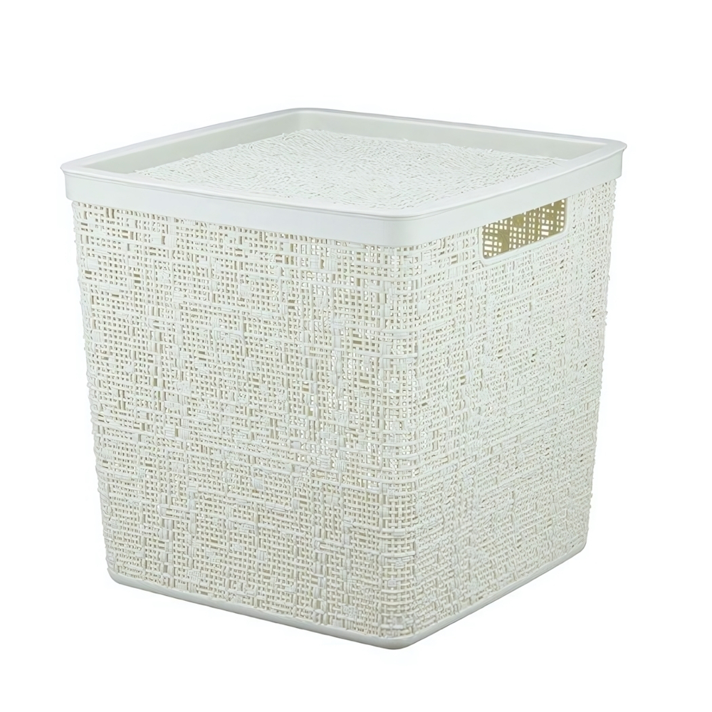 Коробка БЯЗЬ 17л с крышкой квадратная 28×28×28 cм М2327