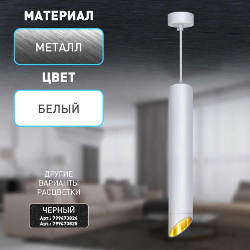 Светильник подвесной (подвес) ЭРА PL 17 WH MR16/GU10, белый, потолочный, цилиндр