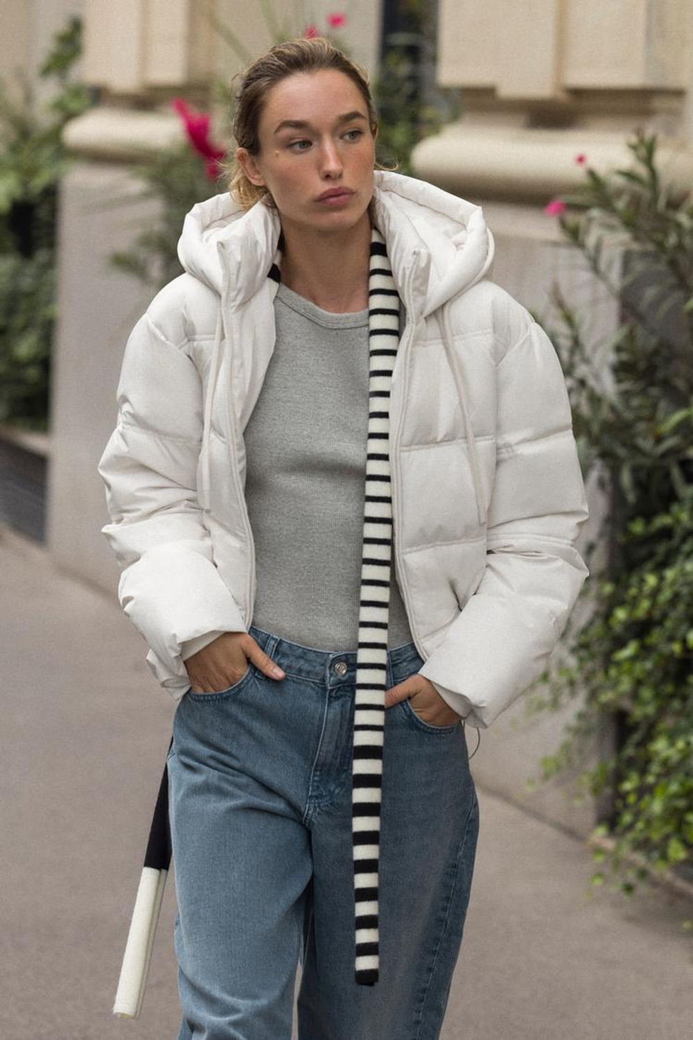 ZARA НЕПРОМОКАЕМЫЙ ВЕТРОЗАЩИТНЫЙ КОРОТКИЙ АНОРАК, ЭКРЮ