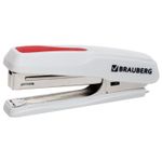 Степлер №10 BRAUBERG "Extra", до 20 листов, антистеплер, серо-красный, 229082