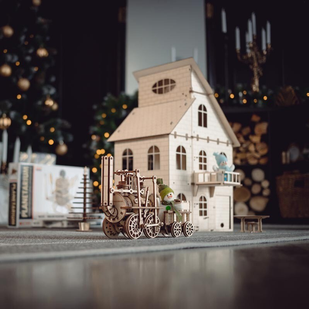 Кукольный дом с лифтом от EWA - Купить, недорого, ANANAZA деревянный конструктор, 3D пазл, сборная модель