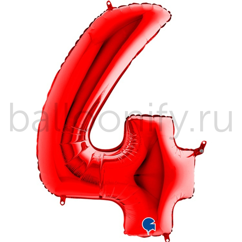 Шар ЦИФРА 4 Red 40" 102 см