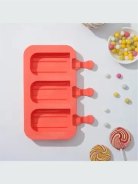 Форма для мороженого «Эскимо макси», силикон, 19,5×14,5×2,5 см, 3 ячейки (8,2×4,6 см)