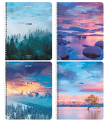 Тетрадь А5 96л. клетка "Travel" гребень, обложка картон, микс (BRAUBERG)