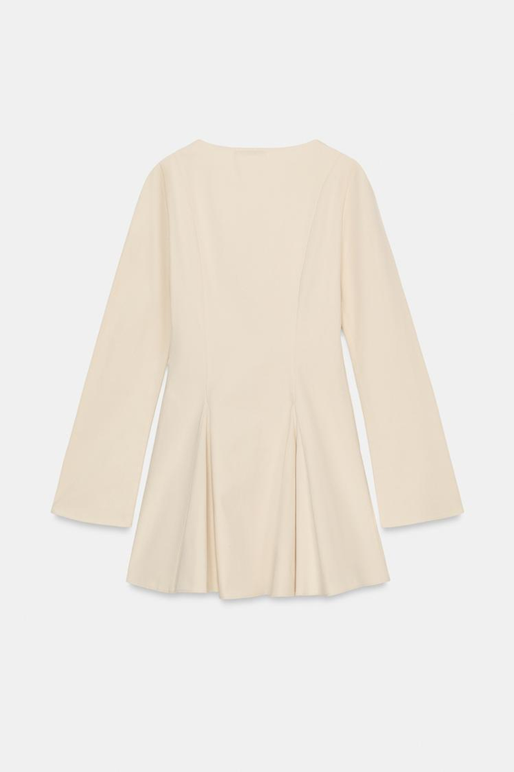 ZARA КОРОТКОЕ ПЛАТЬЕ С РАСКЛЕШЕННОЙ ЮБКОЙ, ПЕСОЧНЫЙ