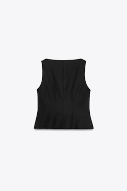 ZARA ПРИТАЛЕННЫЙ ЖИЛЕТ — ZW COLLECTION, ЧЕРНЫЙ