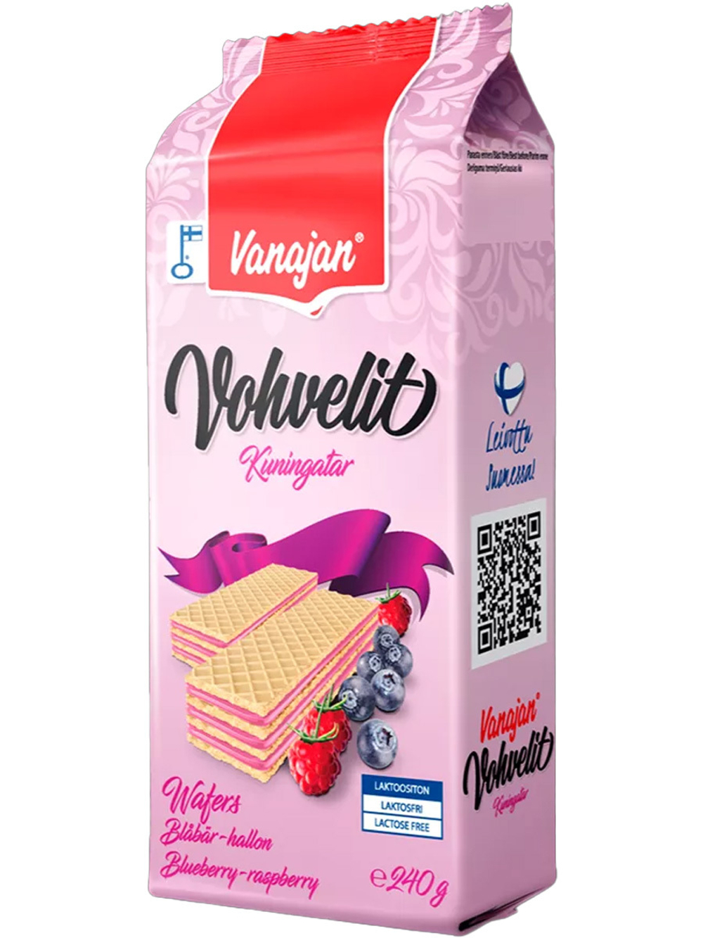 ВАФЛИ С ЧЕРНИКОЙ И МАЛИНОЙ VANAJAN Vohvelit 240 г.