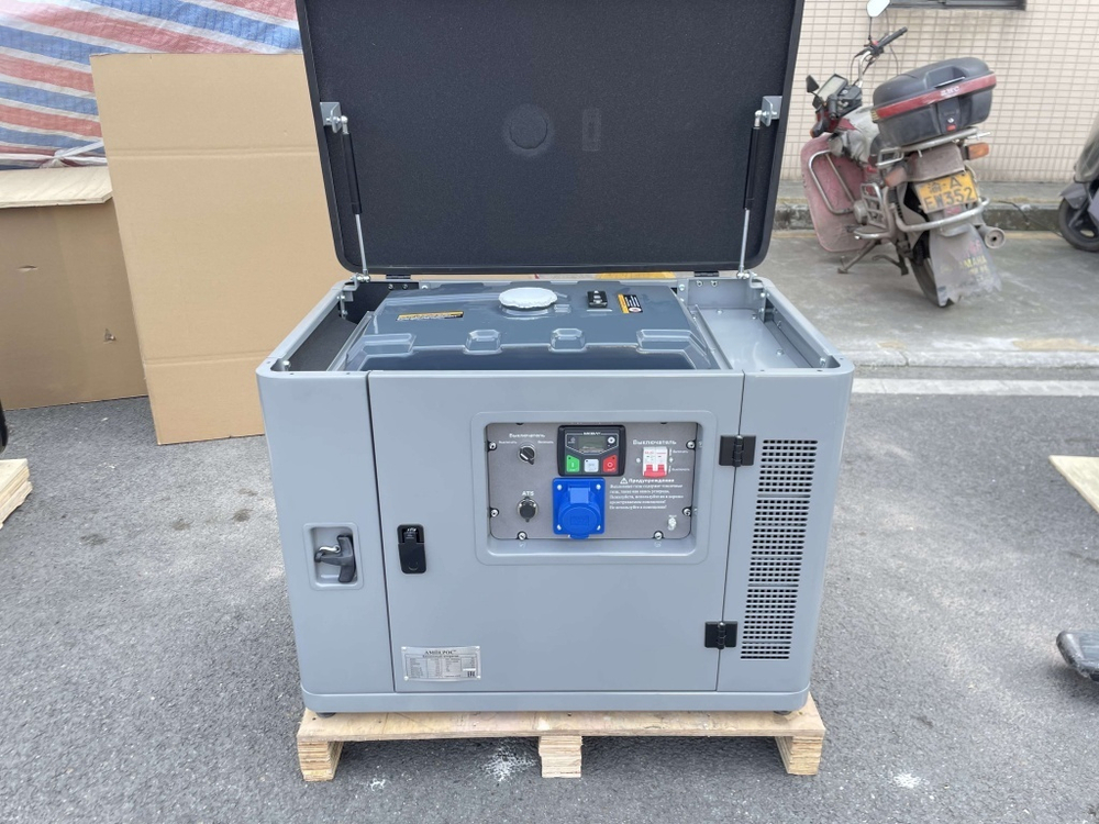 Бензиновый генератор 10 кВт АМПЕРОС LT11000S в шумозащитном кожухе