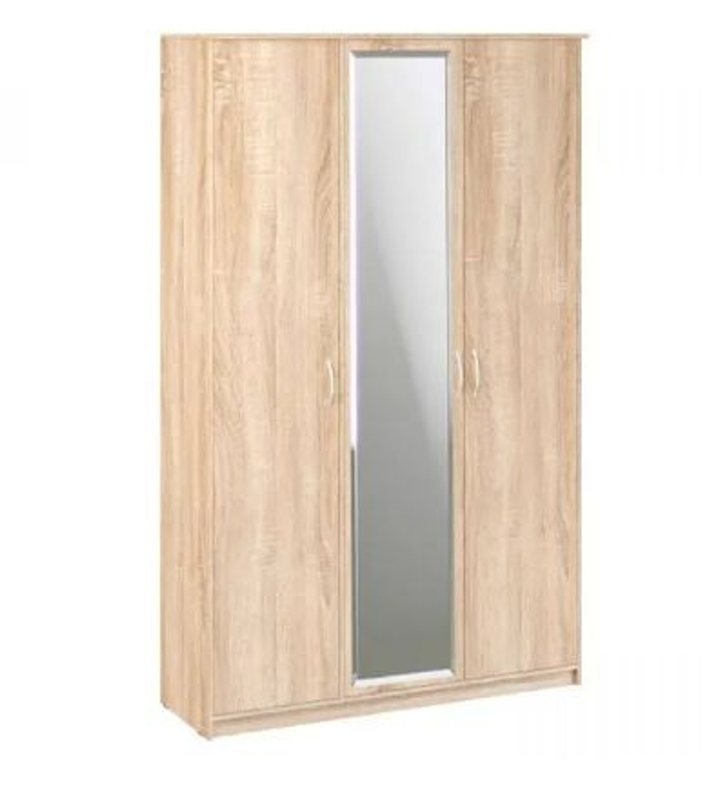 Шкаф 3-х створчатый Дуэт Люкс с зеркалом Бодега белая