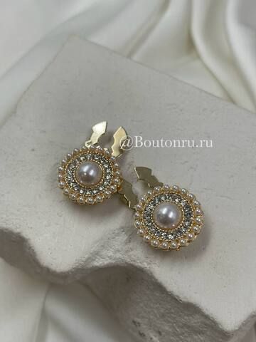 Накладка на пуговицу золотистая Жемчуг2