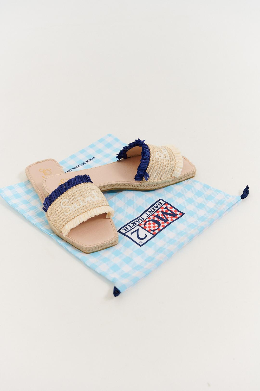 Шлепанцы жен. MC Saint Barth LUZ SQUARE STRAW 6111 соломенный с синим