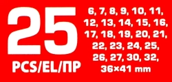 Набор ключей комбинированных 25пр. (6-27, 30, 32), в пластиковом держателе и рожковый ключ 36х41 мм Помощник 5261P36-41 Black
