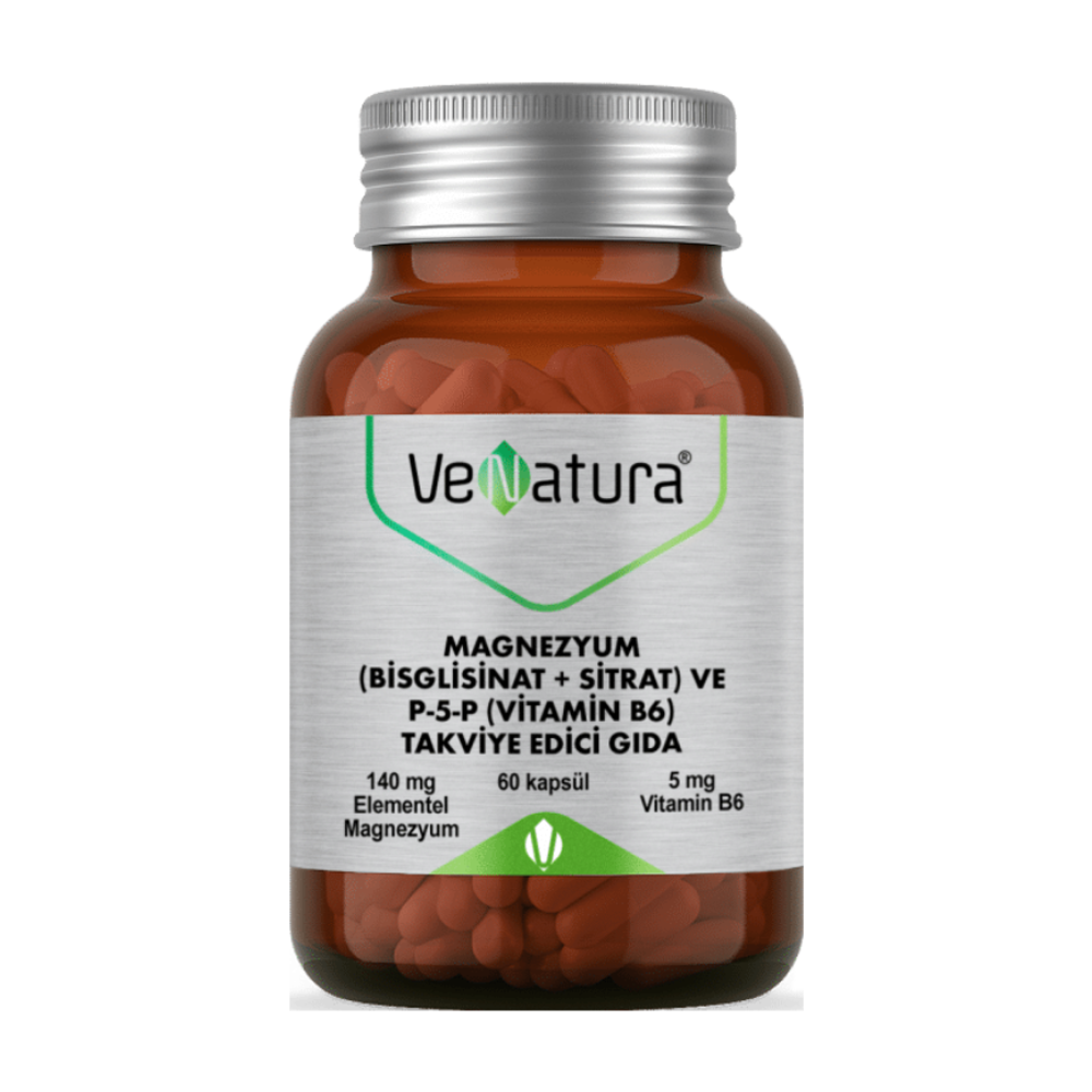 Магний (бисглицинат + цитрат) и P-5-P (Витамин B6) 60кап (VeNatura)