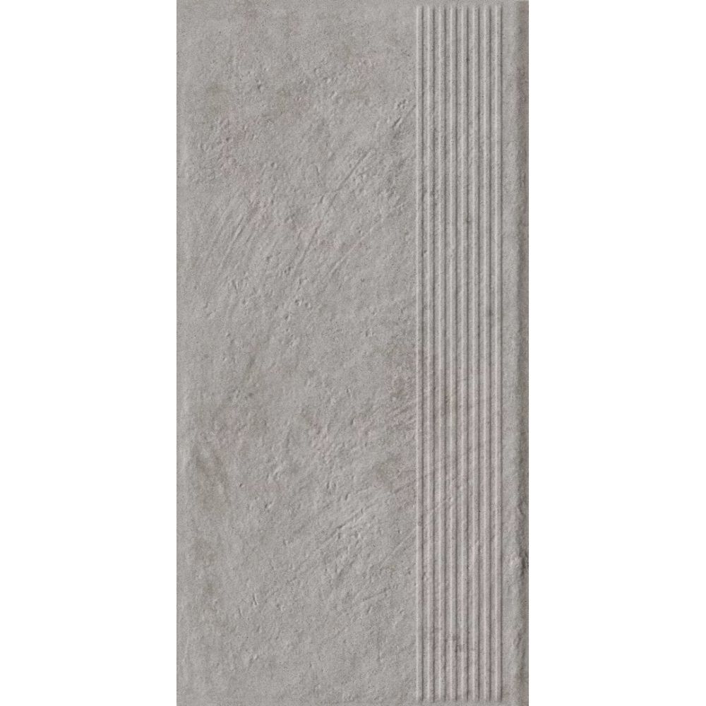Paradyz Carrizo Grey - Ступень простая структурная с насечками 300x600