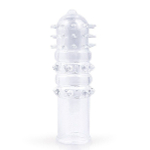 Закрытая прозрачная насадка 12,5см на пенис с выпуклостями и шипами Bior Toys Sex Expert SEM-55204