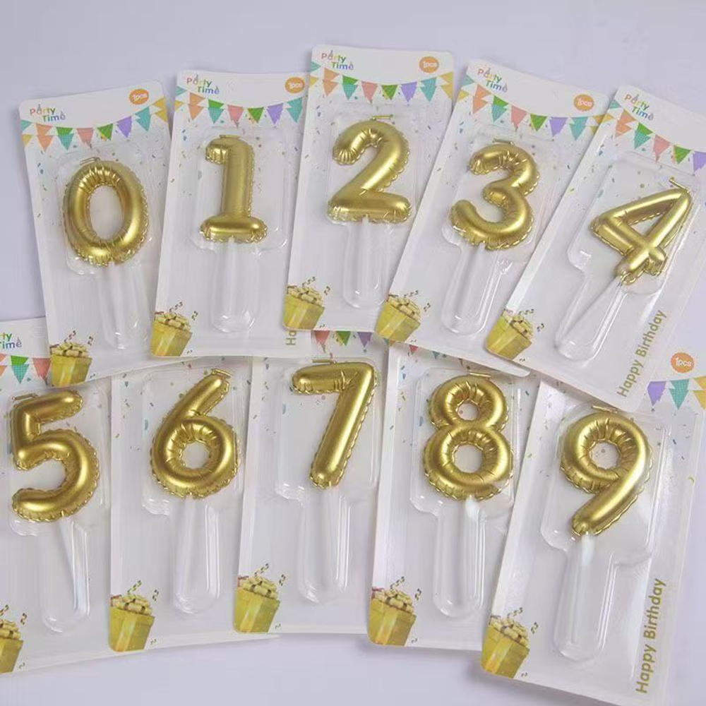 Свеча для торта «Воздушный шар» (золото) цифра 5