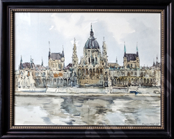 Раздрогин И.А.(1923–2018). Парламент Венгрии. Будапешт. Бумага, тушь, акварель. ВНР, 1975 г.