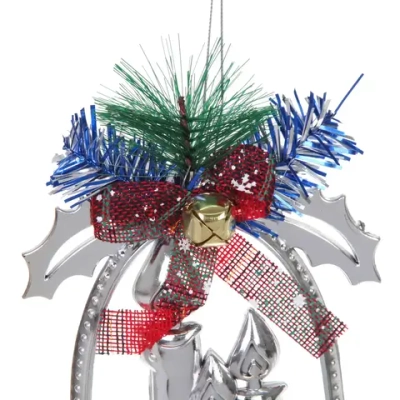 Украшение новогоднее «Колокольчик-Зимние свечи» 18*14 см, Серебро