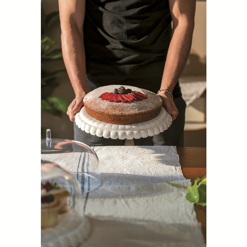 Блюдо сервировочное с крышкой tiffany, D36 см, молочно-белое