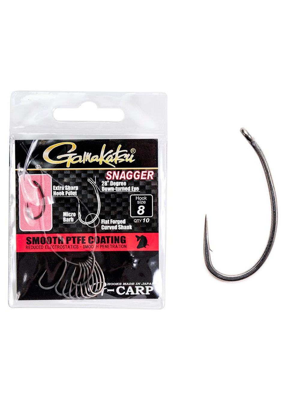 Крючки Gamakatsu G-Carp SNAGGER HOOKS размер 02 (упк.10шт.)
