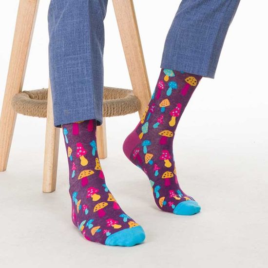 Носки "Грибы. Разноцветная поляна", р-р 38-44 (пурпурный)