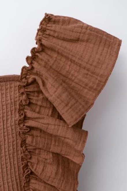 ZARA ПЛАТЬЕ ИЗ КОМБИНИРОВАННОЙ ТКАНИ, ШОКОЛАДНЫЙ