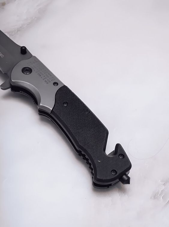 Тактический складной нож Browning со стеклоотбоем и стропорезом Черный