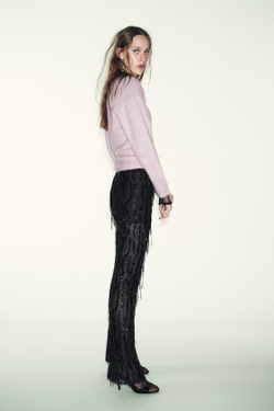 ZARA РАСКЛЕШЕННЫЕ ЛЕГИНСЫ С ПАЙЕТКАМИ, ЧЕРНЫЙ