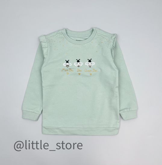 Свитшот из футера (тонкого) "Пчелки" Оливка