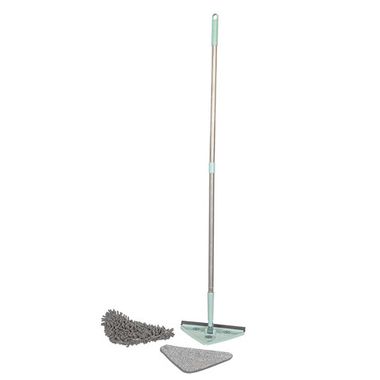 Швабра поворотная с разборной ручкой треугольная для влажной/сухой уборки в комплекте со сменной насадкой+водосгон (25х21х21см,L-115см) WMC TOOLS WMC-07