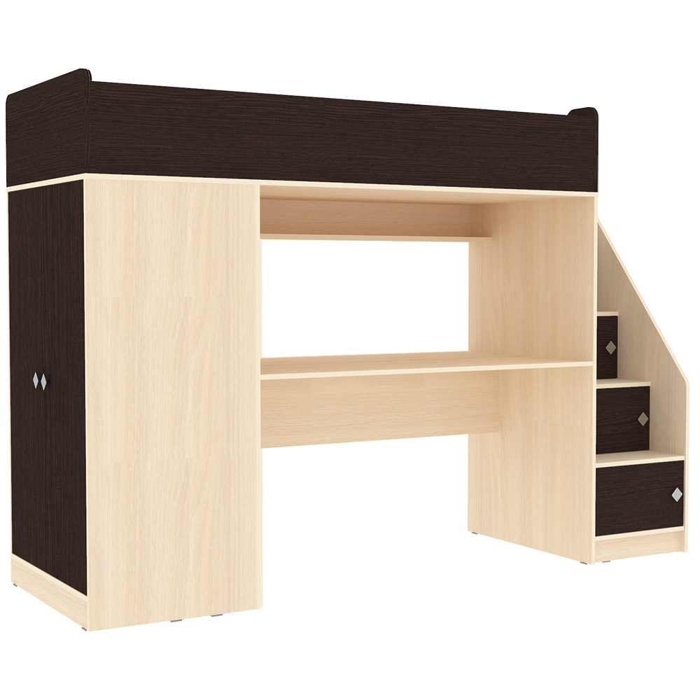 Кровать-чердак КарИВи Л-Ф606.3 75х190  Дуб Молочный Венге