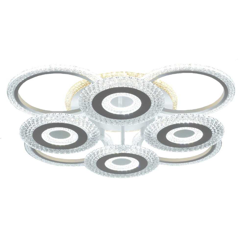 Потолочный светодиодный светильник 135Вт, 11200Лм, 3000-6000К, Ra>80, плавная регулировка мощности, изменение цветовой температуры, ночник, металл/акрил, белый