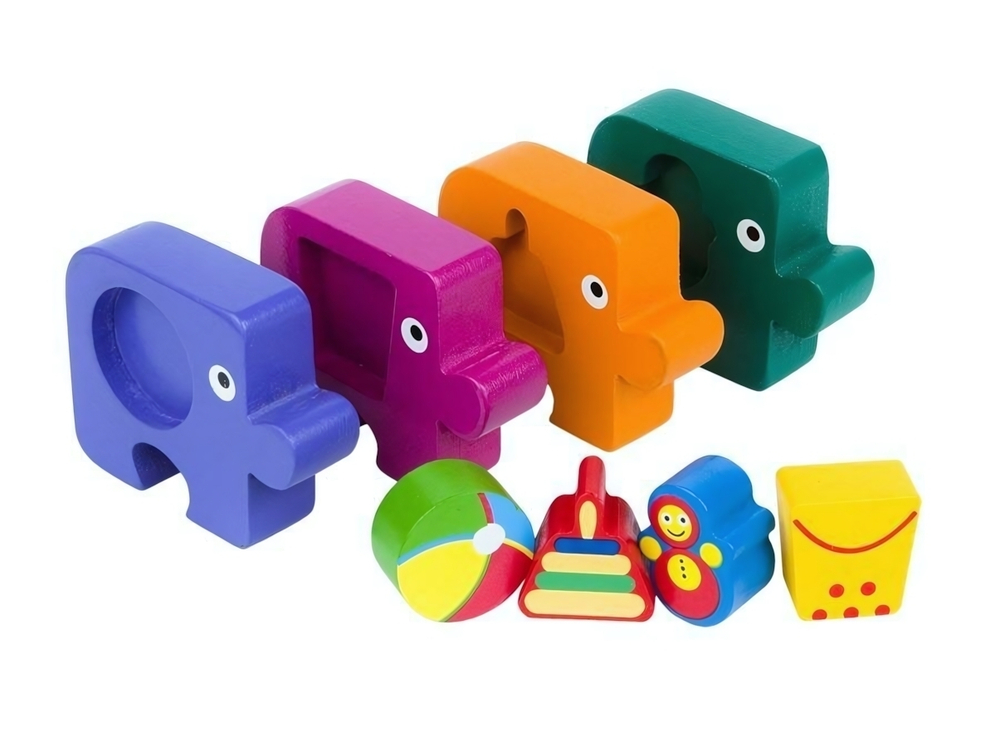 Игра дер. "Первый пазл малыша. Подбираем фигуры. Игрушки" (Степ пазл)