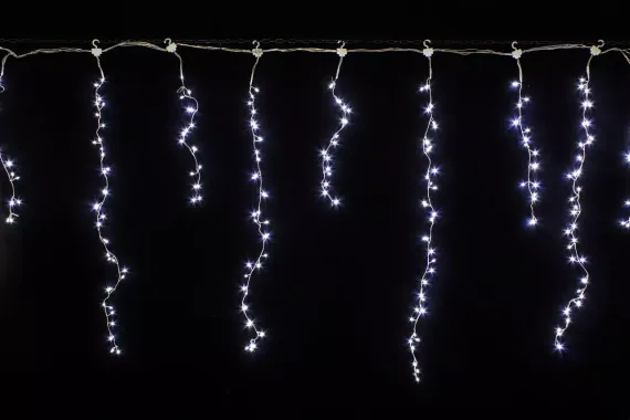 Светодиодная бахрома Роса 2.5*0.9 м., 220V, 324 холодных белых LED лампы, соединяемая, Winner (w.02.04.324)