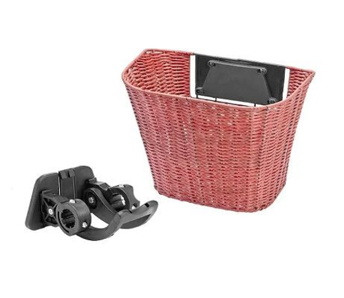 Корзина JL-086 велосипедная передняя для 28", плетёная, сталь/пластик, коричневая, арт.270063 (10216170/281021/0322333, Китай)