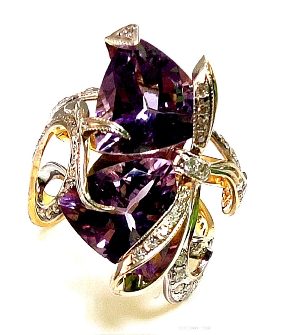 Кольцо Эстерелла золото 750, аметисты, бриллианты.